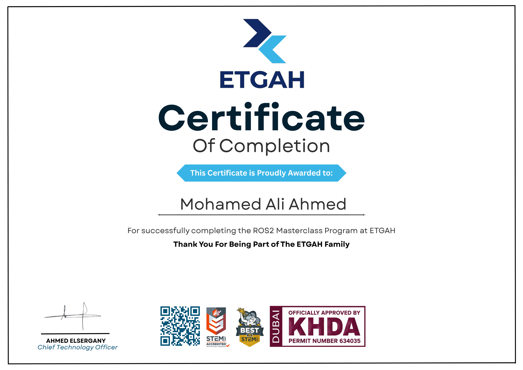 ETGAH Certificate of Completion
